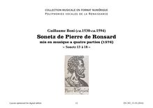 Guillaume Boni - Sonetz 13 à 18, 1576 (4 voix)