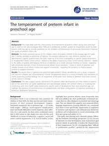 The temperament of preterm infant in preschool age