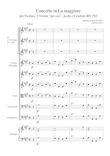 Partition complète, violon Concerto  per eco en lontano , Concerto con violino principale con altro per eco in lontano