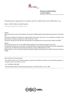 Projections agricole à moyen terme: éléments de réflexion sur des méthodes empiriques - article ; n°1 ; vol.155, pg 41-42