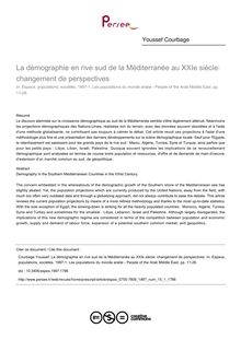 La démographie en rive sud de la Méditerranée au XXIe siècle: changement de perspectives - article ; n°1 ; vol.15, pg 11-26