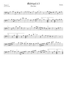 Partition ténor viole de gambe 2, basse clef, Pia cher, Anonymous