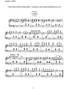 Partition complète, Cotillon, D.976, Schubert, Franz