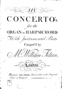 Partition altos, 6 Concerto s pour pour orgue ou clavecin avec Instrumental parties