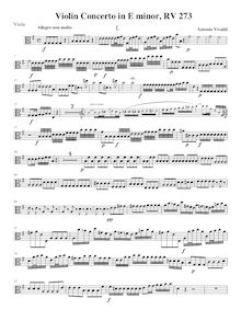 Partition altos, violon Concerto en E minor, RV 273, E minor, Vivaldi, Antonio