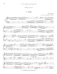 Partition 47-5, Pièces en C: , Duo - , Trio - , (Fugue à 3 ou Trio) - , (Tierce en taille) - , (Dialogue), Livre d orgue de Montréal