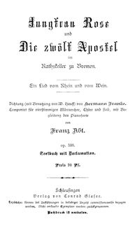 Partition Complete Book, Jungfrau Rose und Die zwölf Apostel im Rathskeller zu Bremen
