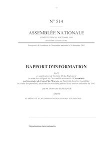 Rapport d information fait en application de l article 29 du Règlement au nom des délégués de l Assemblée parlementaire du Conseil de l Europe sur l activité de cette Assemblée au cours des première, deuxième et troisièmes parties de sa session ordinaire de 2002