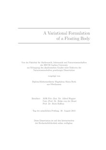 A variational formulation of a floating body [Elektronische Ressource] / vorgelegt von Magdalena Maria Roth