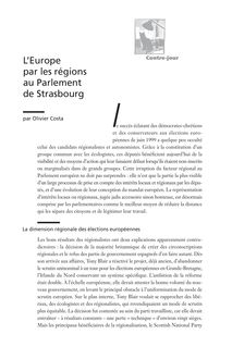 L’Europe par les régions au Parlement de Strasbourg - article ; n°1 ; vol.5, pg 14-21