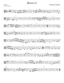 Partition ténor viole de gambe 2, alto clef, Pavan et Galliard pour 6 violes de gambe