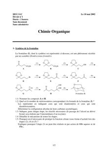 HEI chimie organique 2002 chimie partiel