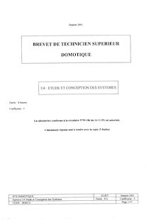 Etude et conception des systèmes 2001 BTS Domotique