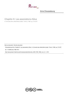 Chapitre III. Les associations d élus - article ; n°1 ; vol.2, pg 213-237
