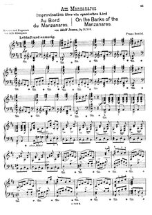 Partition complète, On pour Banks of pour Manzanares, Am Manzanares - Improvisation über ein spanisches Lied von Adolf Jensen Op.21/6