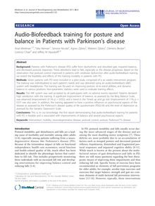 Audio-Biofeedback training for posture and balance in Patients with Parkinson s disease
