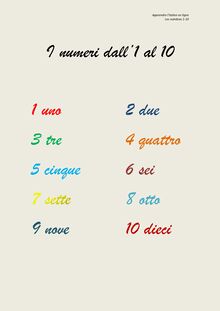 I numeri dall 1 al 10 - Apprendre l italien en ligne