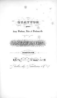 Partition , quatuor en D major, Hob.III:3, corde quatuors, Haydn, Joseph