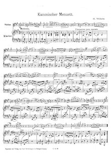 Partition de piano, Kanonischer menuett, Wehrle, Hugo
