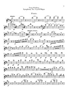 Partition flûte, Symphony No.1, D Major, Schubert, Franz