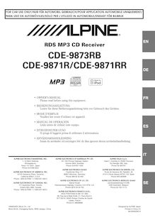 Notice Système de voiture Audio Alpine  CDE-9873RB