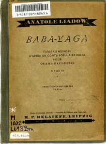 Partition couverture couleur, Baba Yaga, Op.56, Lyadov, Anatoly