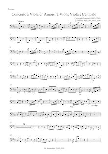 Partition Basso (violoncelles / Basses), Concerto pour viole de gambe d amore en D major, GWV 314