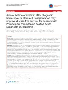 Administration of imatinib after allogeneic hematopoietic stem cell transplantation may improve disease-free survival for patients with Philadelphia chromosome-positive acute lymphobla stic leukemia