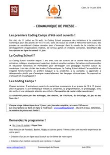 Communiqué de presse : Lancement du Coding Camp en Normandie