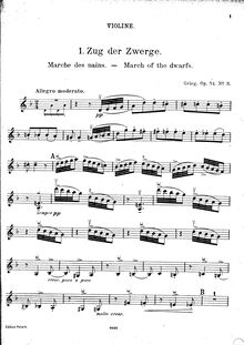 Partition de violon, lyrique pièces, Op.54, Grieg, Edvard