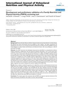 Development and preliminary validation of a Family Nutrition and Physical Activity (FNPA) screening tool