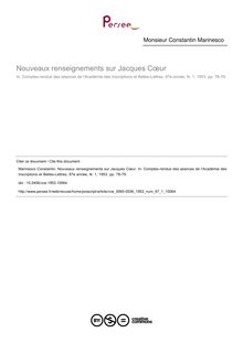 Nouveaux renseignements sur Jacques Cœur - article ; n°1 ; vol.97, pg 78-79