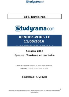 BTS2016-Corrigé-Tourisme et Territoire 