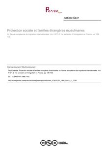 Protection sociale et familles étrangères musulmanes - article ; n°1 ; vol.4, pg 129-139