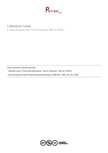 Littérature russe  ; n°4 ; vol.54, pg 793-824