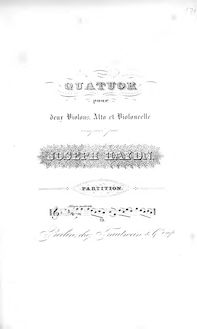 Partition , quatuor en B♭ major, Hob.III:16, corde quatuors, Op.3