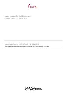 La psychologie de Descartes - article ; n°1 ; vol.21, pg 39-52