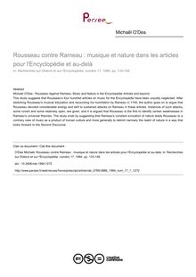 Rousseau contre Rameau : musique et nature dans les articles pour l Encyclopédie et au-delà - article ; n°1 ; vol.17, pg 133-148