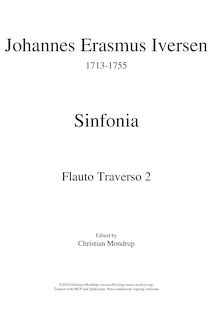 Partition flûte 2, Sinfonia, D major, Iversen, Johannes Erasmus