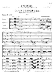 Partition complète, corde quatuor No.11, Op.95, Quartetto serioso par Ludwig van Beethoven