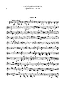 Partition violons I, II, Symphony No.26, Overture, E♭ major, Mozart, Wolfgang Amadeus