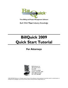 BillQuick 2009 Quick Start Tutorial