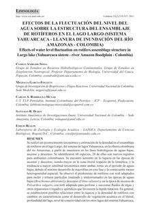 EFECTOS DE LA FLUCTUACIÓN DEL NIVEL DEL AGUA SOBRE LA ESTRUCTURA DEL ENSAMBLAJE DE ROTÍFEROS EN EL LAGO LARGO (SISTEMA YAHUARCACA - LLANURA DE INUNDACIÓN DEL RÍO AMAZONAS - COLOMBIA) (Effects of water level fluctuation on rotifers assemblage structure in Largo lake (Yahuarcaca sistem - river Amazon floodplain - Colombia))