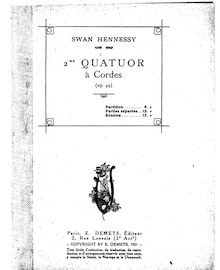 Score, corde quatuor No.2, Op.49, C minor, Hennessy, Swan