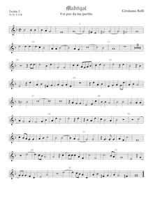 Partition viole de gambe aigue 2, Madrigali a 5 voci, Libro 7, Belli, Girolamo par Girolamo Belli
