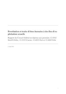 Prostitution en Suisse : rapport du Conseil fédéral