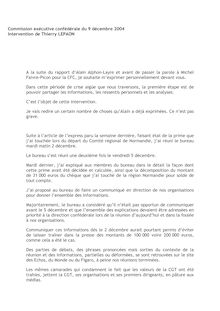 Commission exécutive confédérale du 9 décembre 2004 - Intervention de Thierry Lepaon