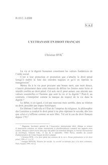 L’euthanasie en droit français - article ; n°2 ; vol.58, pg 657-671
