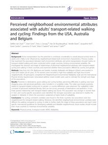 Perceived neighborhood environmental attributes associated with adults’ transport-related walking and cycling: Findings from the USA, Australia and Belgium
