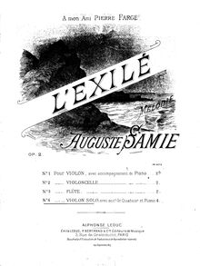 Partition de violoncelle, L exilé, Mélodie pour le violon avec accompagnement de piano